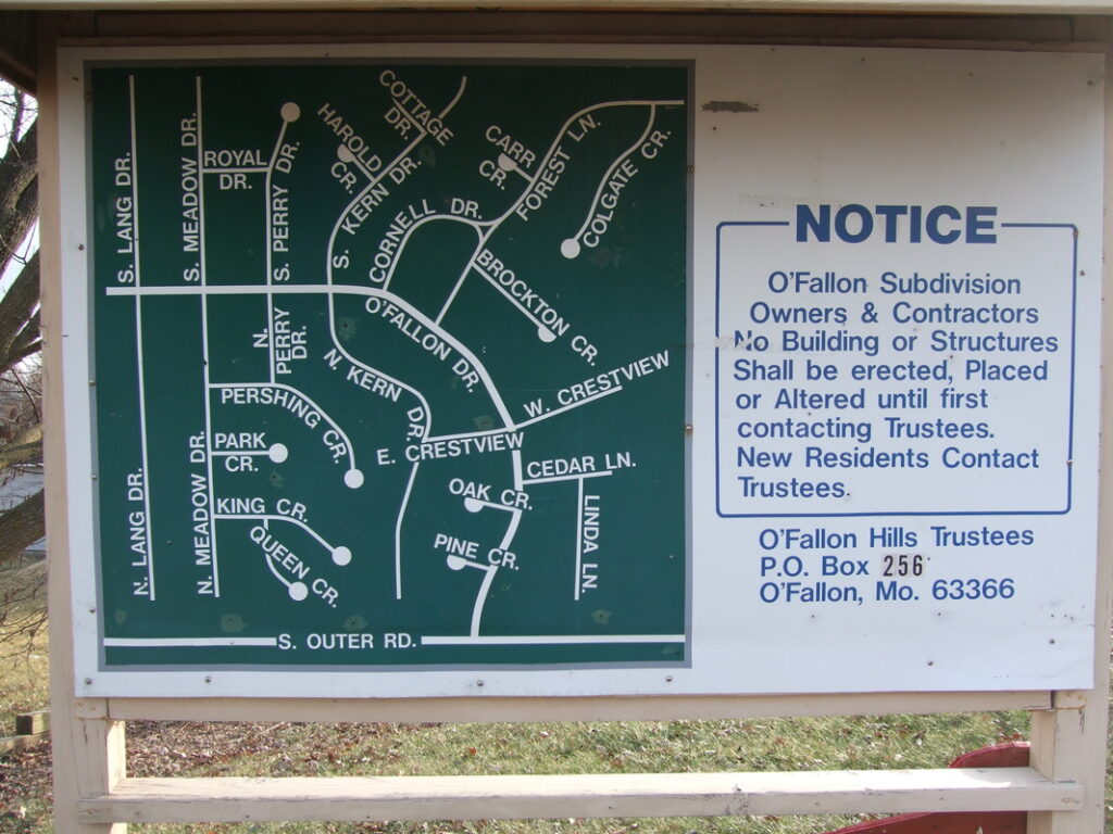 notice board at front of subdivision